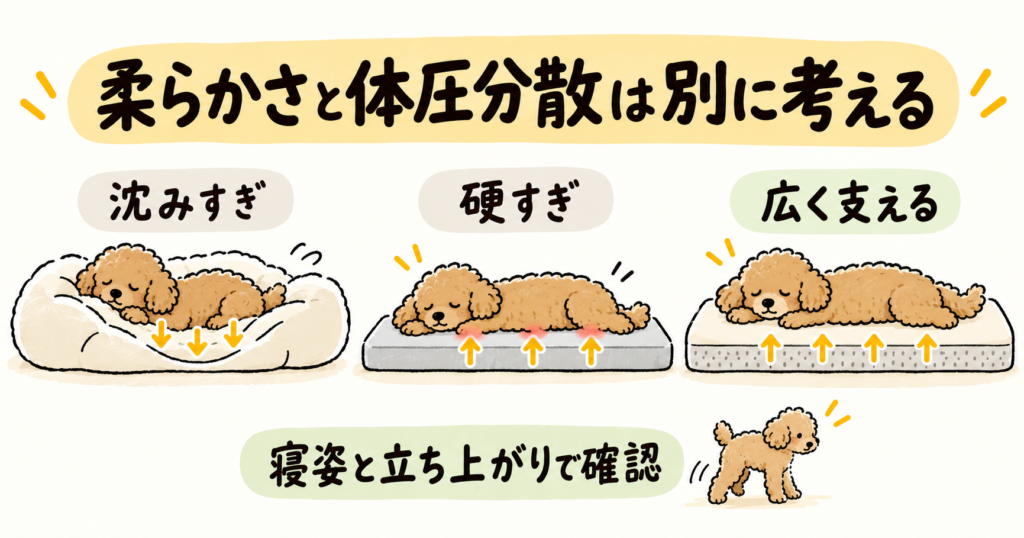老犬用ベッドの柔らかさと体圧分散の違いを比較