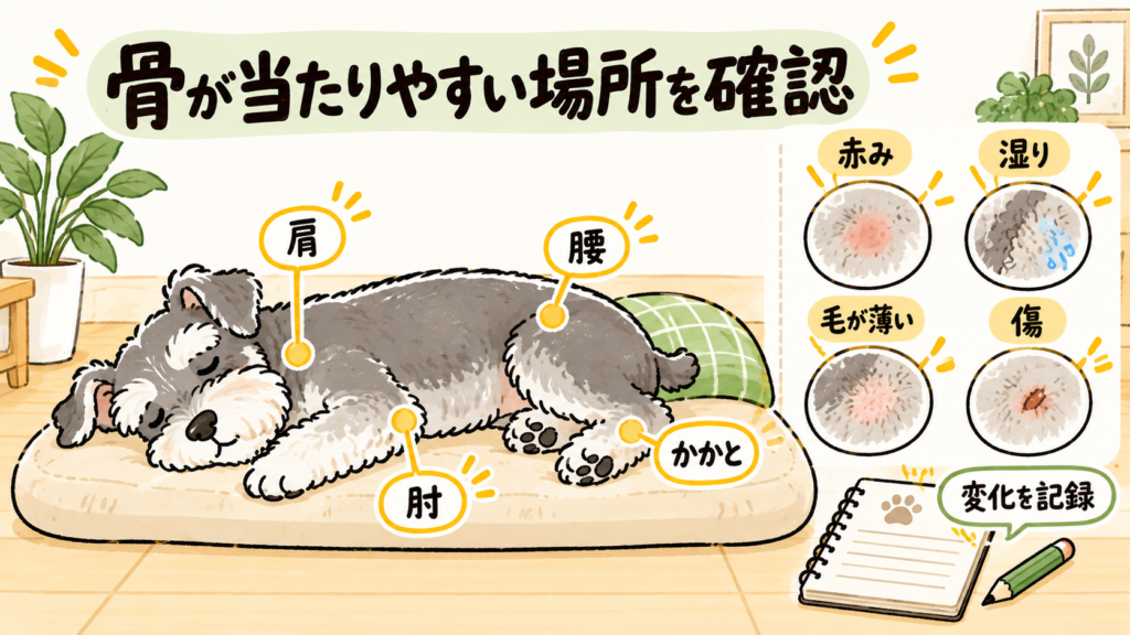 老犬の床ずれが起こりやすい部位と皮膚の確認ポイント